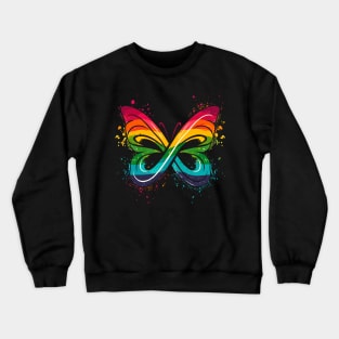 Infinity Rainbow Butterfly Autism Neurodiversity Awareness Crewneck Sweatshirt